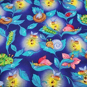 Bug Themed Fabric By Fashion Avenue FabriQuilt Cotton Multicolor 1.5 Yards